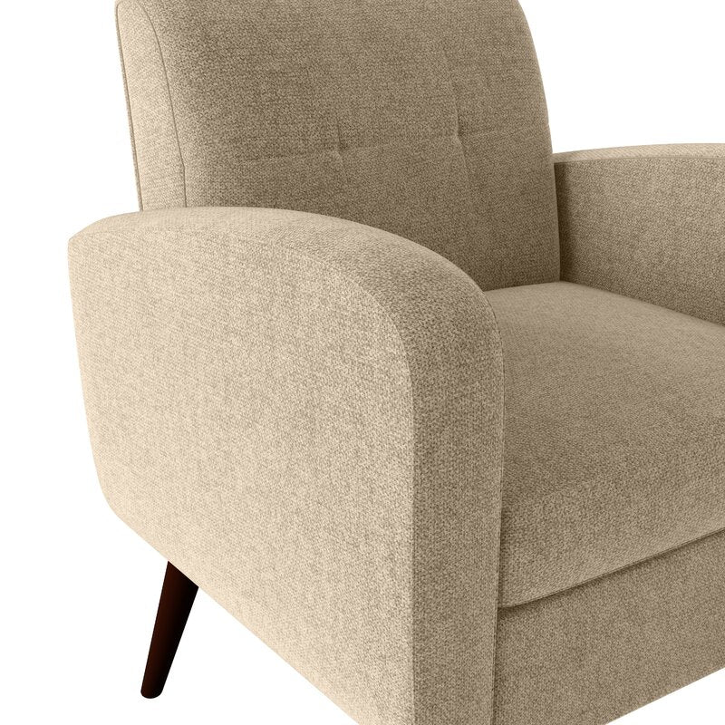 Barley Tan 28'' Wide Tufted Armchair and Ottoman Create A Cozy Reading Nook in your Bedroom or Office with this 2-Piece Armchair and Ottoman Set