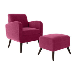 Fuchsia Pink 28'' Wide Tufted Armchair and Ottoman Create A Cozy Reading Nook in your Bedroom Or Office with this 2-Piece Armchair and Ottoman Set