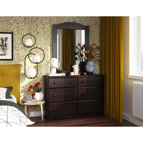 West Newbury 6 Drawer 48.25'' W Solid Wood Double Dresser with Mirror