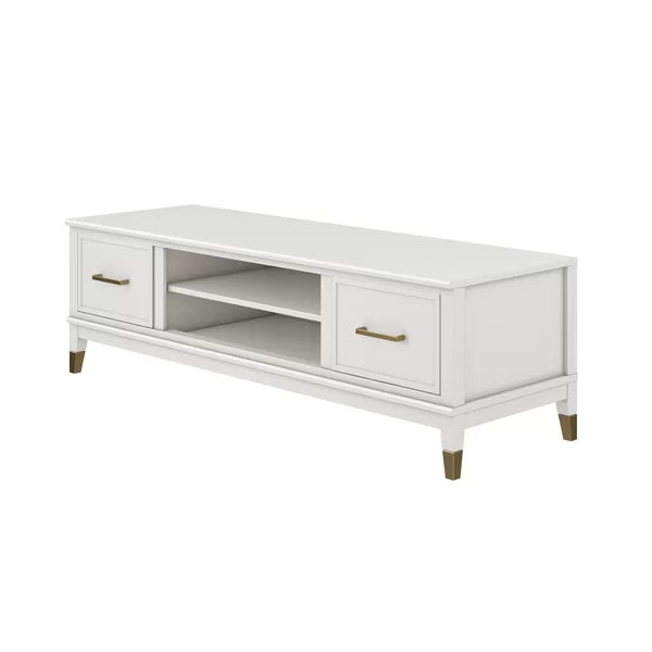 White Westerleigh TV Stand for TVs up to 65" with Adjustable Shelves Offer Plenty Space