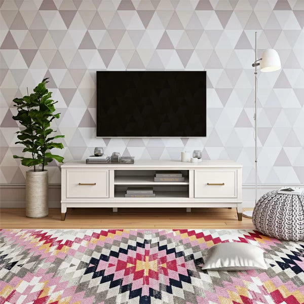 White Westerleigh TV Stand for TVs up to 65" with Adjustable Shelves Offer Plenty Space