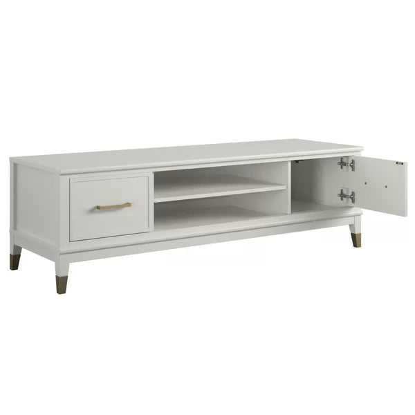 White Westerleigh TV Stand for TVs up to 65" with Adjustable Shelves Offer Plenty Space