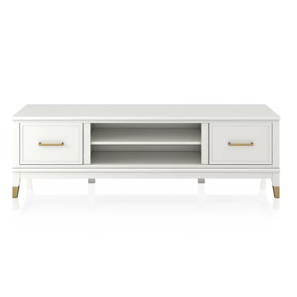 White Westerleigh TV Stand for TVs up to 65" with Adjustable Shelves Offer Plenty Space