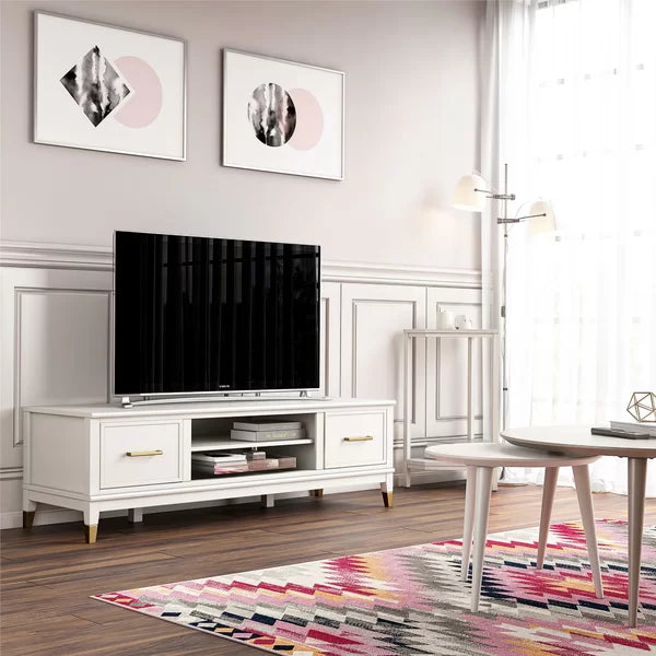 White Westerleigh TV Stand for TVs up to 65" with Adjustable Shelves Offer Plenty Space