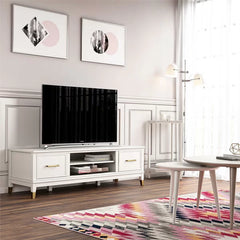 White Westerleigh TV Stand for TVs up to 65" with Adjustable Shelves Offer Plenty Space