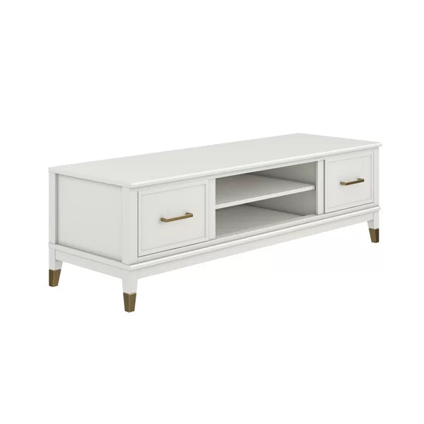 White Westerleigh TV Stand for TVs up to 65" with Adjustable Shelves Offer Plenty Space