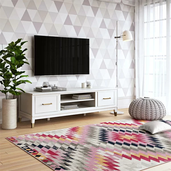 White Westerleigh TV Stand for TVs up to 65" with Adjustable Shelves Offer Plenty Space