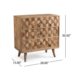 Westphal 30.5'' Tall 3 - Drawer Accent Chest 3D Tile Weave Design Sturdy Wood Frame