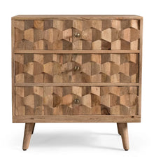 Westphal 30.5'' Tall 3 - Drawer Accent Chest 3D Tile Weave Design Sturdy Wood Frame
