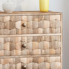 Westphal 30.5'' Tall 3 - Drawer Accent Chest 3D Tile Weave Design Sturdy Wood Frame