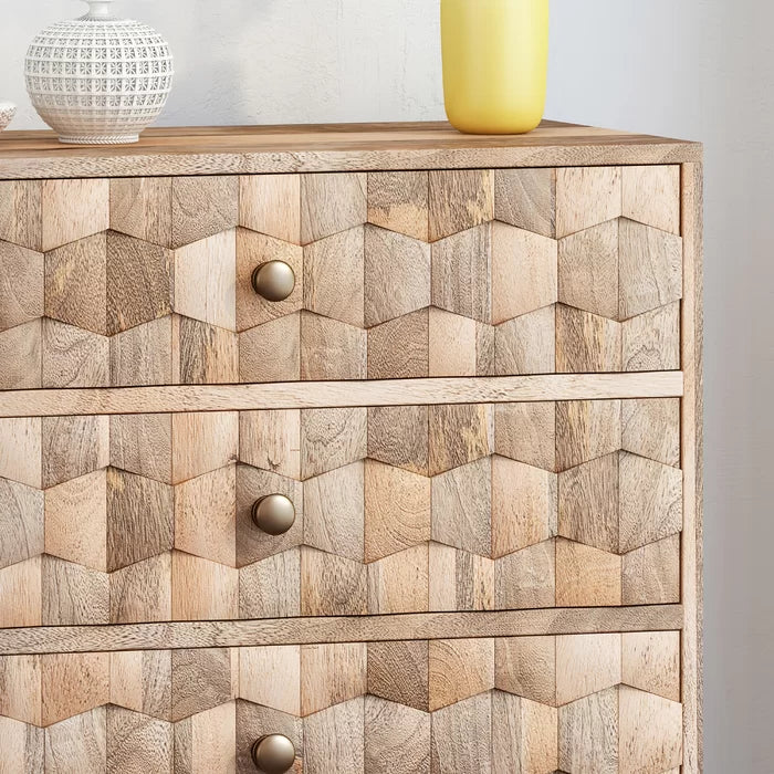 Westphal 30.5'' Tall 3 - Drawer Accent Chest 3D Tile Weave Design
