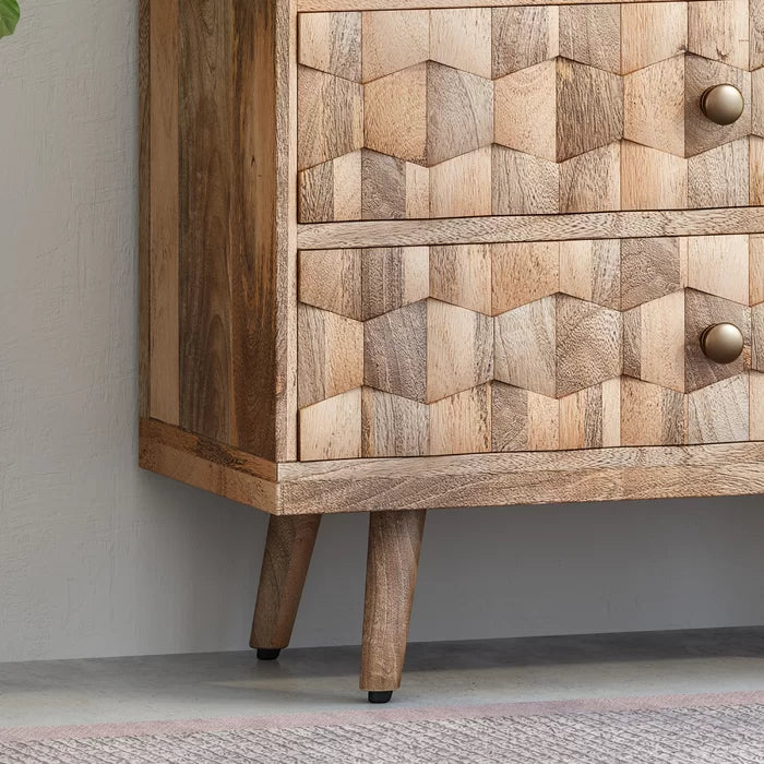Westphal 30.5'' Tall 3 - Drawer Accent Chest 3D Tile Weave Design Sturdy Wood Frame