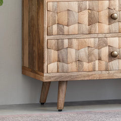 Westphal 30.5'' Tall 3 - Drawer Accent Chest 3D Tile Weave Design Sturdy Wood Frame