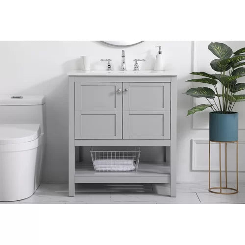 Whalton 30" Single Bathroom Vanity Set Solid and Engineered Wood