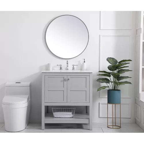 Whalton 30" Single Bathroom Vanity Set Solid and Engineered Wood