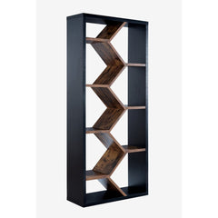 Modern 9-shelf Display Bookcase - Black/Dark Walnut Display Books and Small Art Pieces