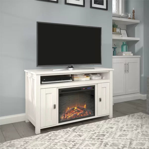 Ivory Pine Whittier TV Stand for TVs up to 50" with Fireplace Included Adjustable Shelves