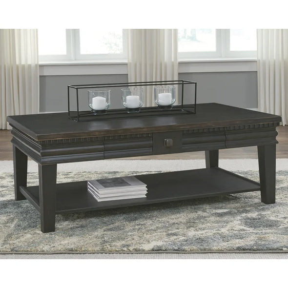 Wiktoria Coffee Table with Storage Dry Vintage Weathered Finish