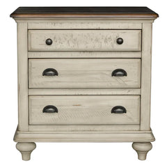 Wilfred 28'' Tall 3 - Drawer Solid Wood Nightstand in Beige/Brown