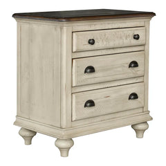 Wilfred 28'' Tall 3 - Drawer Solid Wood Nightstand in Beige/Brown
