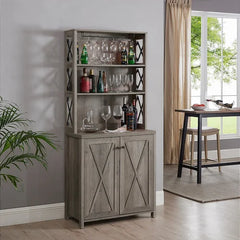 Stone Gray Willesden 31.1'' Wide Dining Hutch Decorative Metal Side