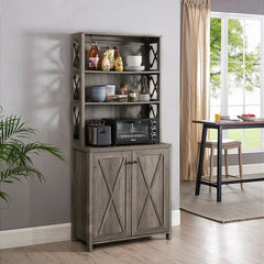 Stone Gray Willesden 31.1'' Wide Dining Hutch Decorative Metal Side