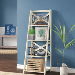 56.25'' H x 20'' W Ladder Bookcase Four Tiers and An Open Back, this Leaning Bookcase is A Sophisticated Addition To Any Home