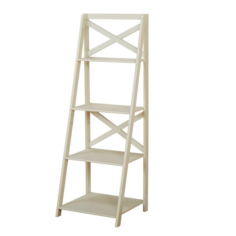 56.25'' H x 20'' W Ladder Bookcase Four Tiers and An Open Back, this Leaning Bookcase is A Sophisticated Addition To Any Home