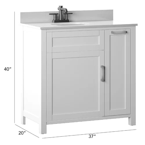 Willhite 37" Single Bathroom Vanity Set Paneled Front and Brushed Stainless Steel