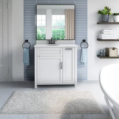 Willhite 37" Single Bathroom Vanity Set Paneled Front and Brushed Stainless Steel