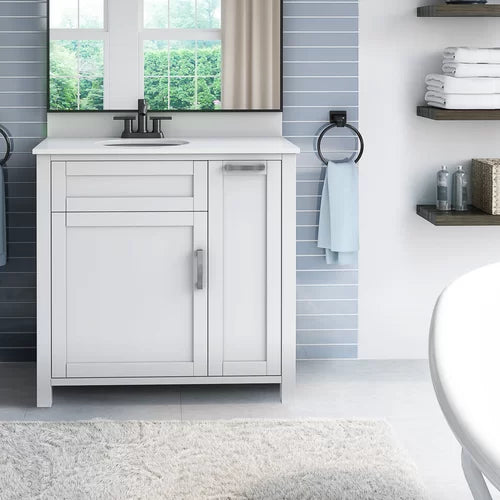 Willhite 37" Single Bathroom Vanity Set Paneled Front and Brushed Stainless Steel