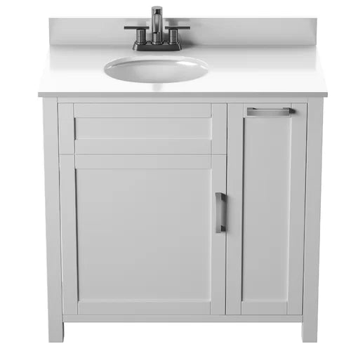 Willhite 37" Single Bathroom Vanity Set Paneled Front and Brushed Stainless Steel