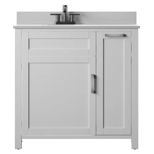 Willhite 37" Single Bathroom Vanity Set Paneled Front and Brushed Stainless Steel