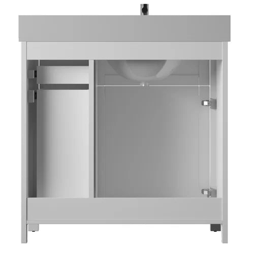 Willhite 37" Single Bathroom Vanity Set Paneled Front and Brushed Stainless Steel