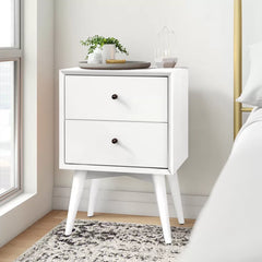 Bright White Williams 26'' Tall 2 - Drawer Nightstand Perfect for Bedside