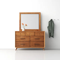 7 Drawer 56'' W Dresser with Mirror Solid And Manufactured Wood Perfect For Organize