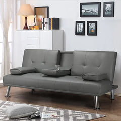 Williamsdale Full 66'' Wide Faux Leather Tufted Back Convertible Sofa
