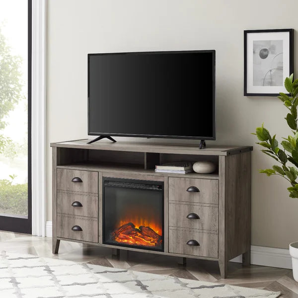 Willisca TV Stand for TVs up to 58" with Fireplace Included Adjustable Shelves and Cable Management