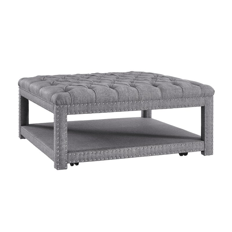 Gray Winbush 40 Wide Tufted Square Cocktail Ottoman with Storage