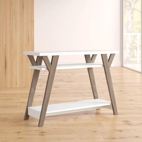 Wincott 49'' Console Table Four Angled Y-Shaped Legs Two-Tone Design