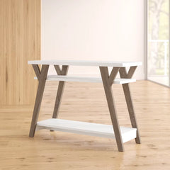 Wincott 49'' Console Table Four Angled Y-Shaped Legs Two-Tone Design