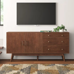 Walnut Wingler TV Stand for TVs up to 85" Indoor Aesthetic Design