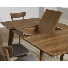 Winona Butterfly Leaf Dining Table Crafted from Rubberwood with Walnut Veneers