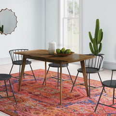 Winona Butterfly Leaf Dining Table Crafted from Rubberwood with Walnut Veneers