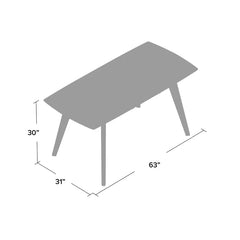 Winona Butterfly Leaf Dining Table Crafted from Rubberwood with Walnut Veneers