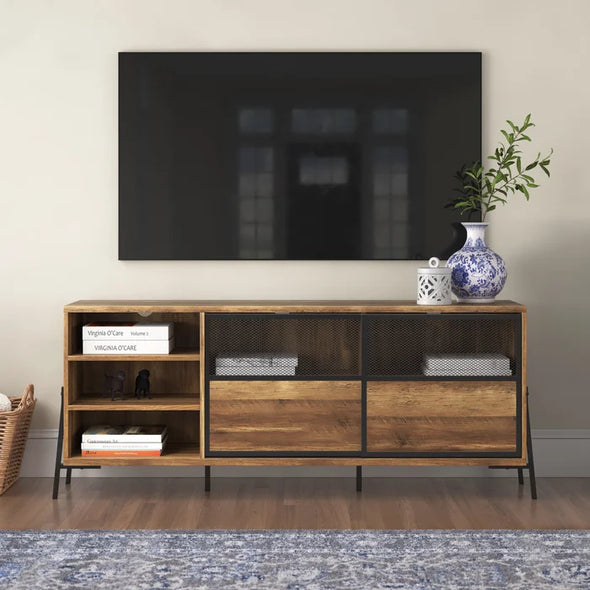 Reclaimed Barnwood Wireman TV Stand for TVs up to 85"