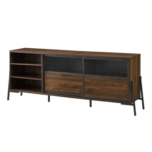 Dark Walnut Wireman TV Stand for TVs up to 85" Four Adjustable Shelves