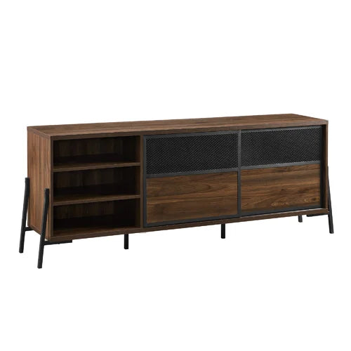 Dark Walnut Wireman TV Stand for TVs up to 85" Four Adjustable Shelves