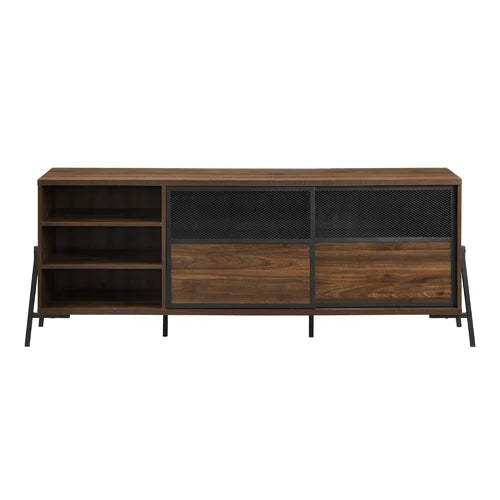 Dark Walnut Wireman TV Stand for TVs up to 85" Four Adjustable Shelves