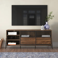 Dark Walnut Wireman TV Stand for TVs up to 85" Four Adjustable Shelves